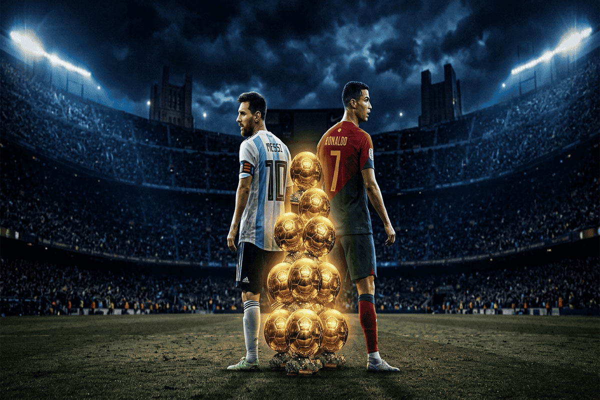 Duel historique entre Lionel Messi et Cristiano Ronaldo, les deux joueurs les plus titrés du Ballon d'Or.