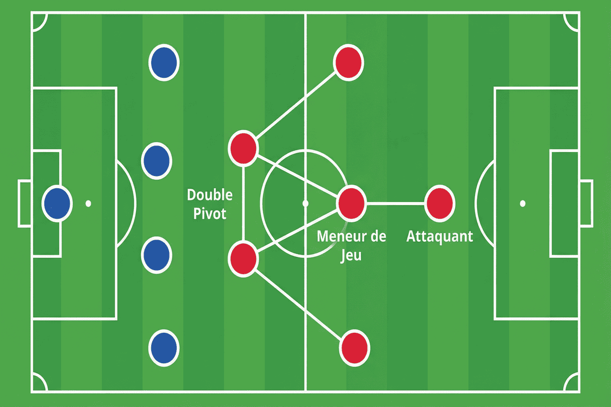 Infographie détaillée montrant la répartition des lignes dans un système 4-2-3-1.