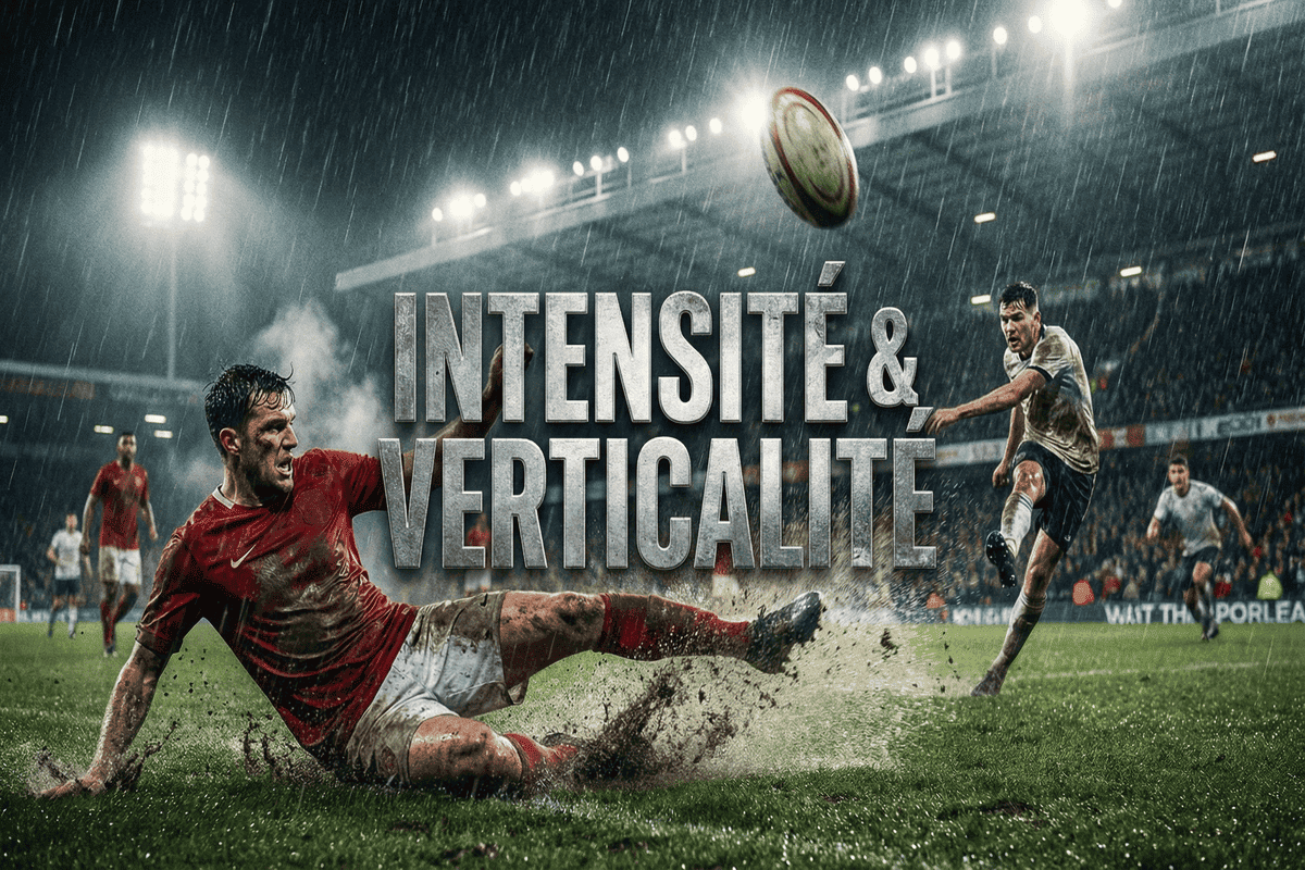 Action de pressing intense et jeu vertical typique du football anglais moderne.