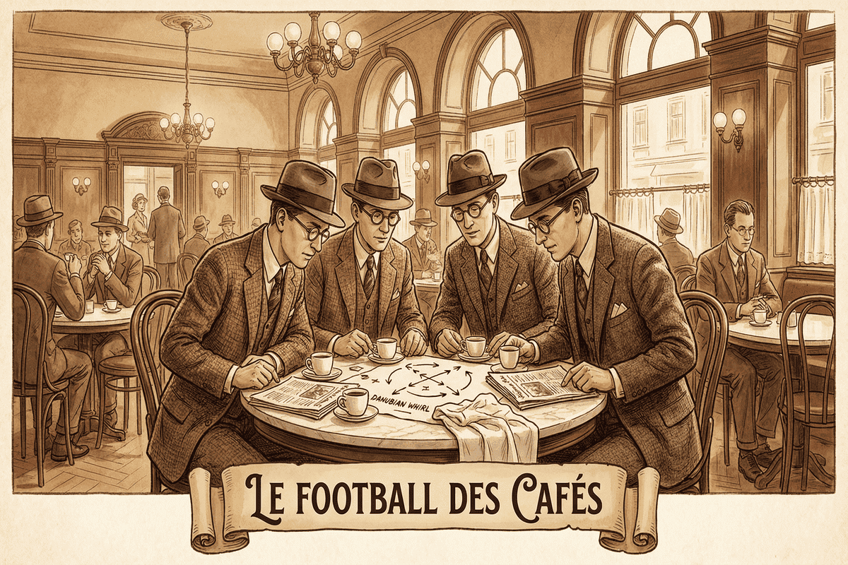 Représentation historique de la naissance de l'école danubienne dans un café de Vienne.