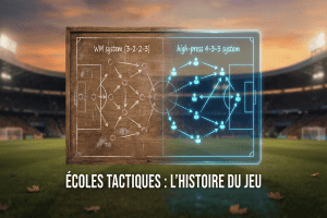 Évolution des systèmes tactiques du football, du système WM de 1930 aux technologies de 2026.