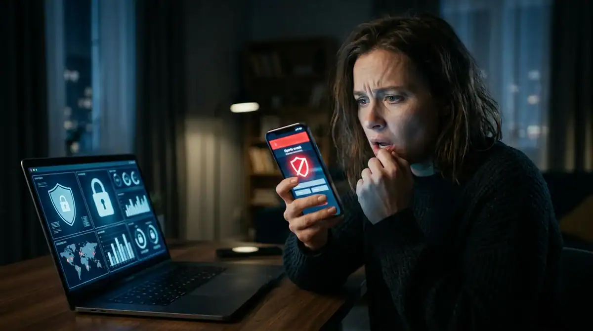 Alerte piratage compte FIFA ticket 2026 sur smartphone et laptop, sécurisation urgente des billets numériques.