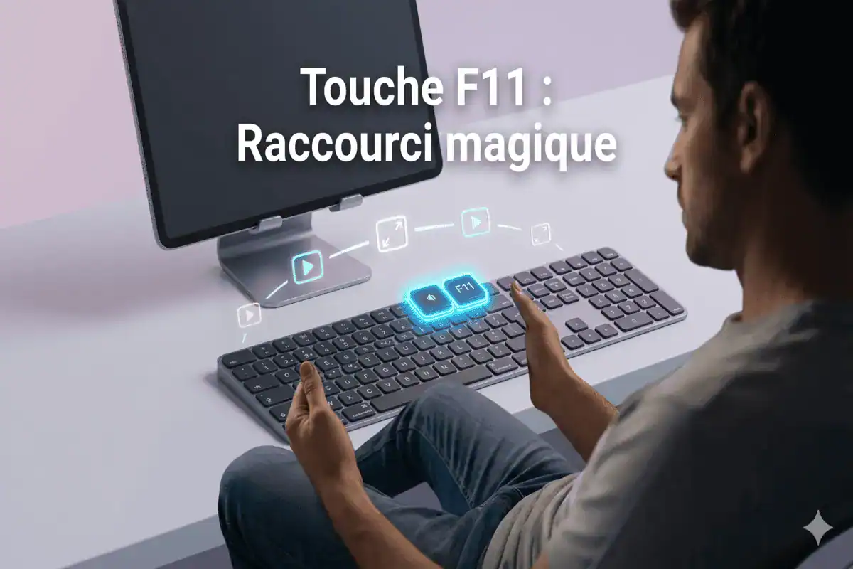 Illustration du bouton F11 du clavier pour activer le plein écran sur PC.