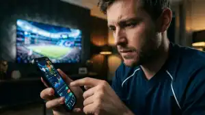 Supporteur analysant les cotes sur smartphone pour ses paris sportifs Coupe du Monde 2026.