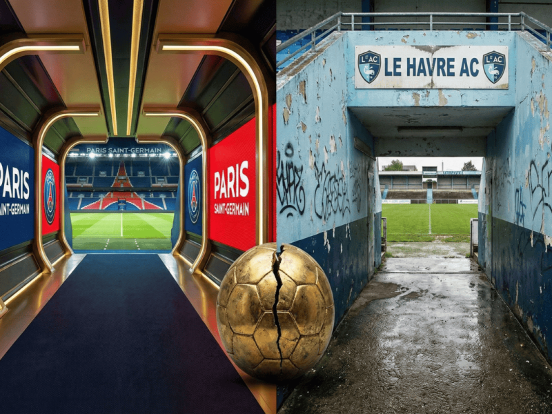 Comparaison symbolique entre le budget du PSG et celui des autres clubs de Ligue 1.