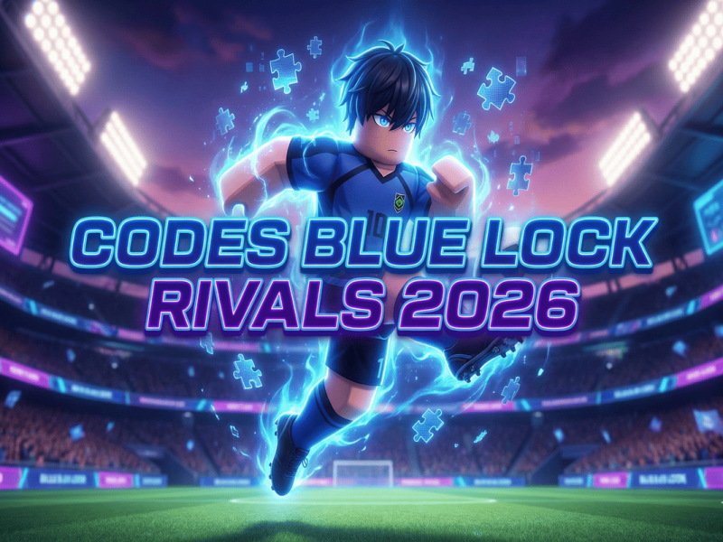 Avatar Roblox style Blue Lock tirant avec une aura bleue et le texte Codes 2026.