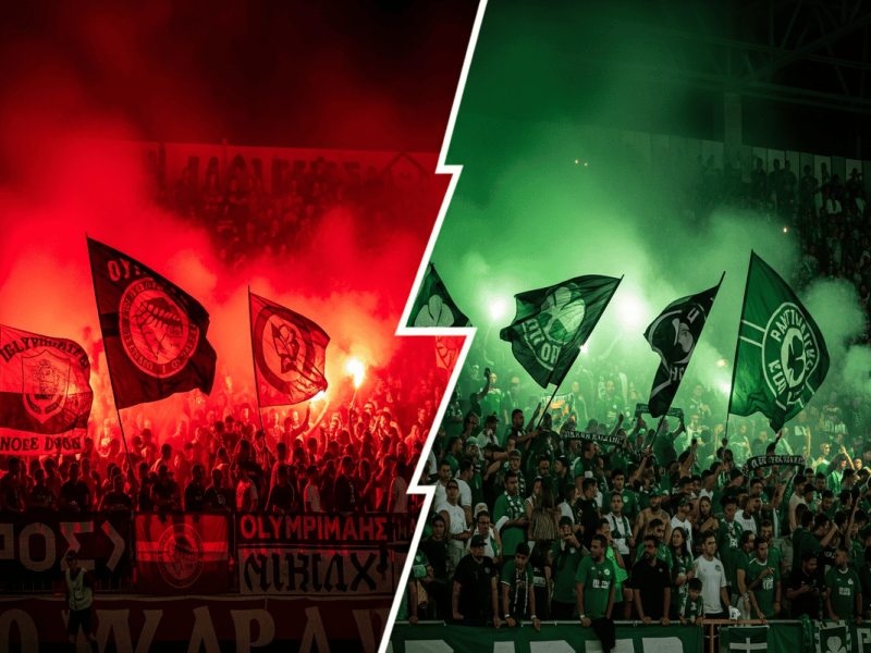 Atmosphère du derby des éternels ennemis entre l'Olympiacos et le Panathinaïkos