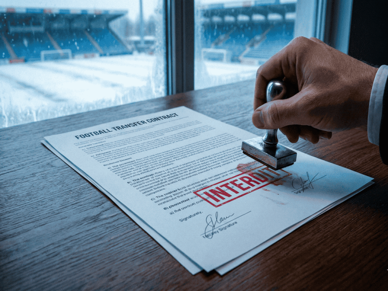Contrat de transfert de football tamponné INTERDIT par la DNCG pour le mercato d'hiver 2026