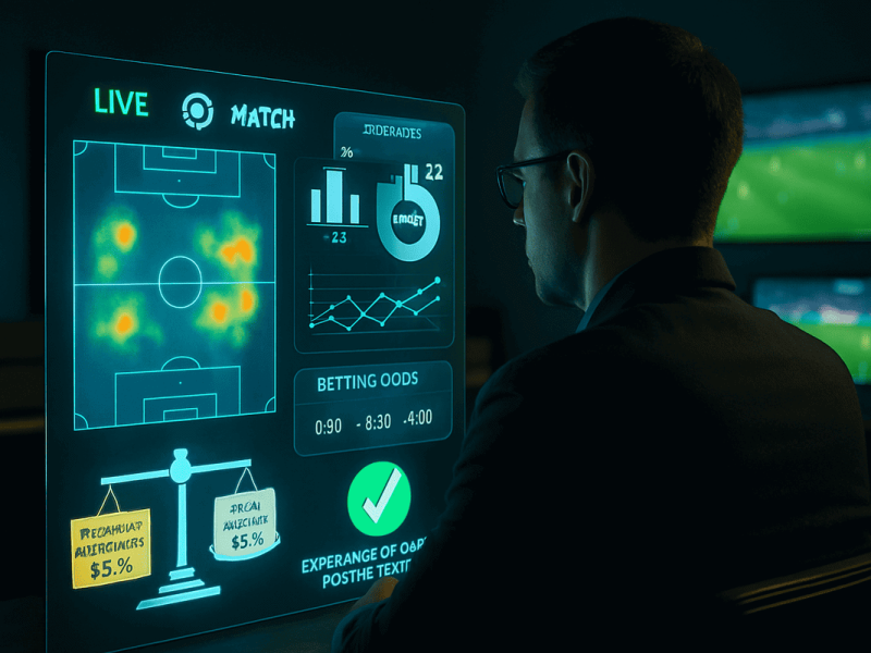 Analyse de statistiques de football pour les paris sportifs sur un écran high-tech.