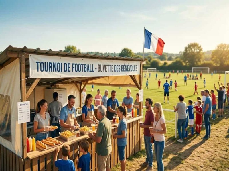Buvette animée lors d'un tournoi de football amateur