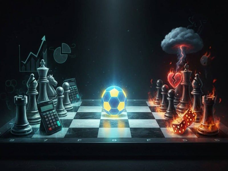 Illustration d'un cerveau en échiquier symbolisant la psychologie du parieur sportif face aux biais cognitifs.