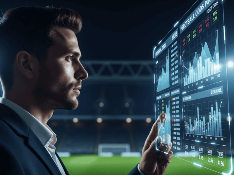 Un parieur expert analysant des statistiques de football sur un écran pour trouver un value bet